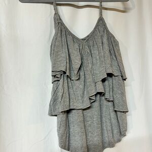 Chaser Gray Ruffled Tiered Camisole Top